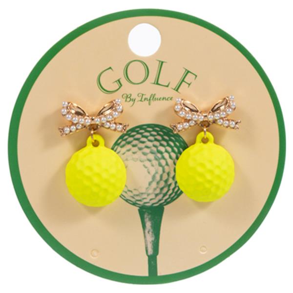RHINESTONE BOW GOLF BALL POST EARRING