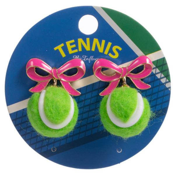 BOW W/ TENNIS BALL HYPOALLERGENIC TITANIUM POST EARRING