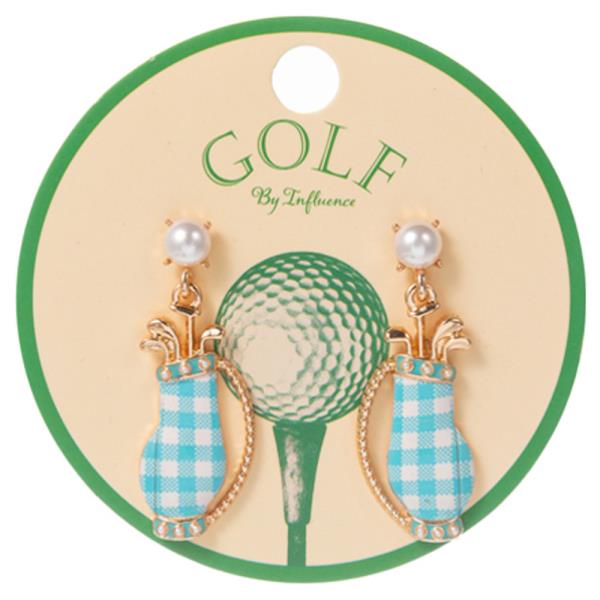 GOLF BAG W/ PATTERN PRINTED  HYPOALLERGENIC TITANIUM EARRING