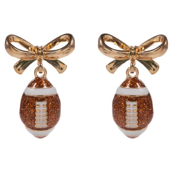 BOW WITH FOOTBALL HYPOALLERGENIC TITANIUM POST EARRING