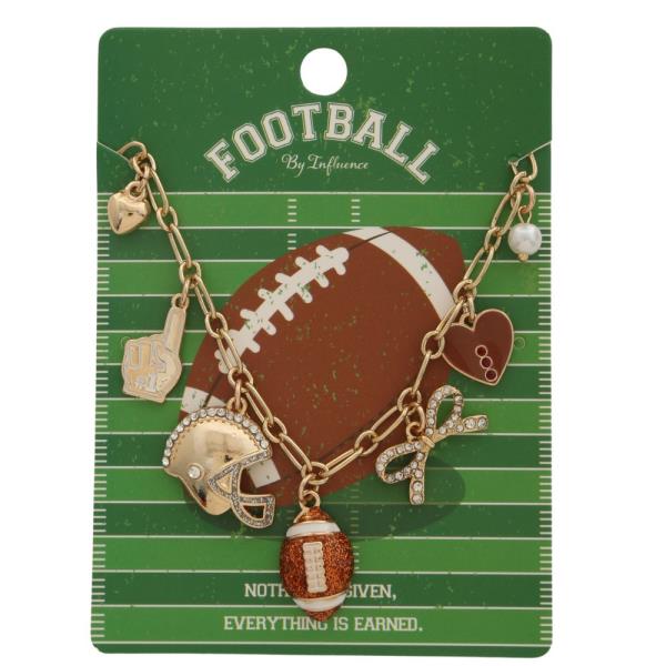 FOOTBALL THEMED METAL CHARMS SHORT NECKLACE