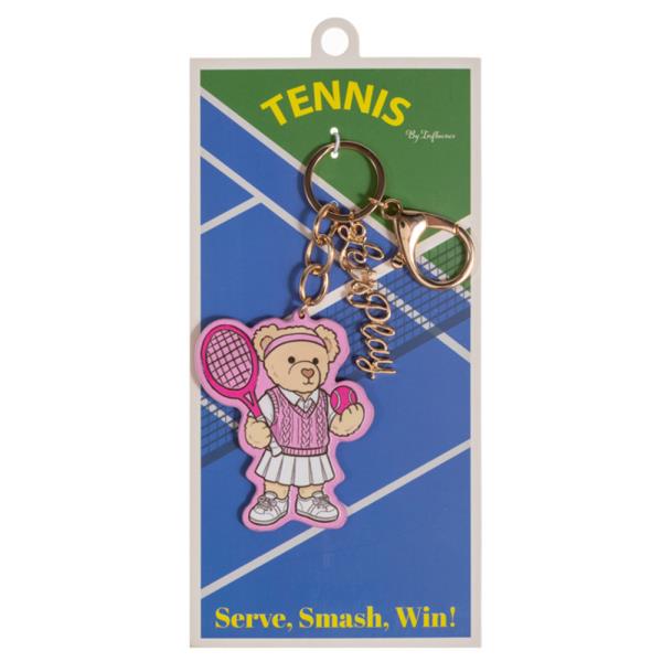 TEDDY BEAR SHAPED PLAYING TENNIS PATTERN PRINTED