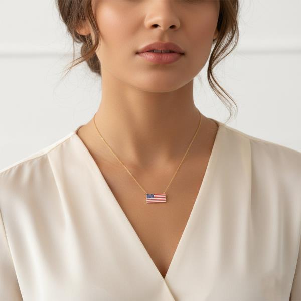 GOLD DIPPED USA PENDANT NECKLACE