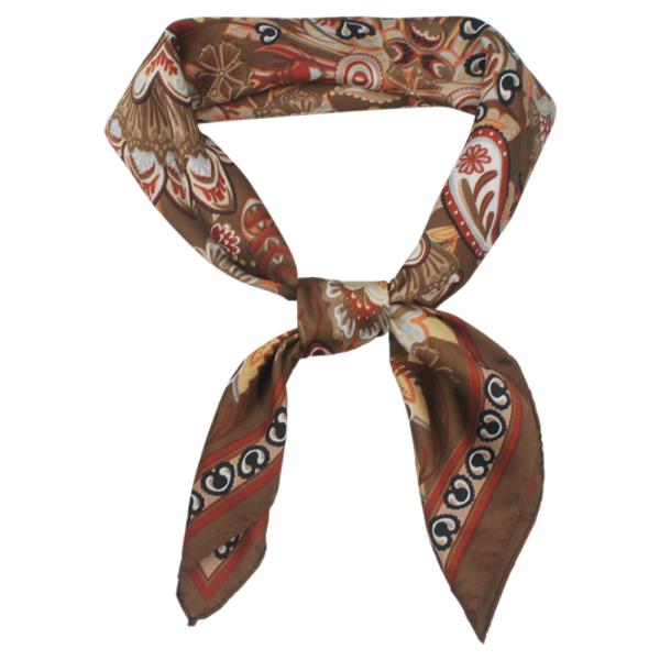 DARK BOHEMIAN PAISLEY BORDER PRINT SATIN SCARF
