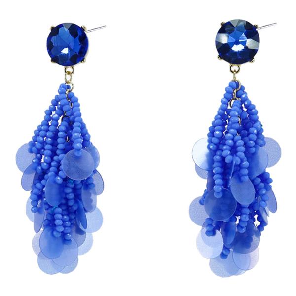BEAD PEARL CLUSTER DANGLE EARRING