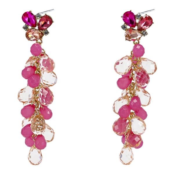 MULTI COLOR BEAD CLUSTER DANGLE EARRING