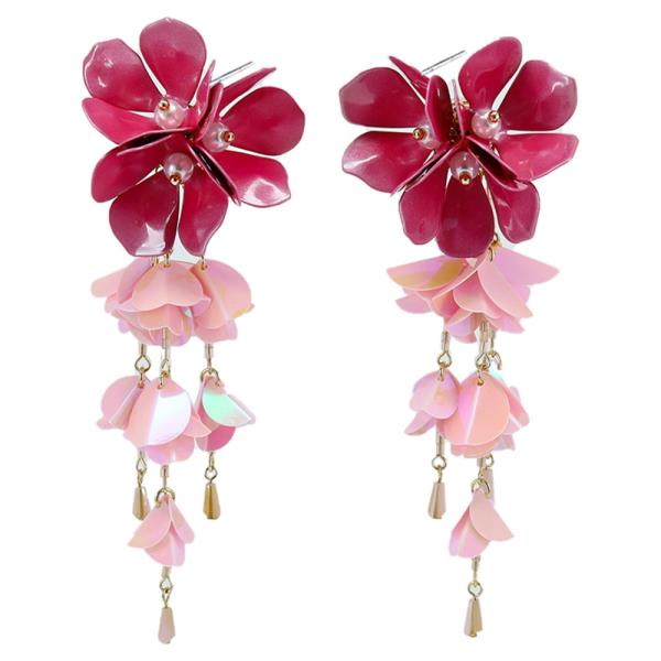 FLOWER MULTI BEAD TASSEL DANGLE EARRING