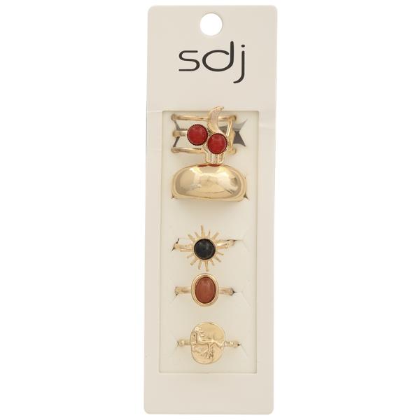 SDJ CELESTIAL STONE ACCENT MIX MULTI RING SET