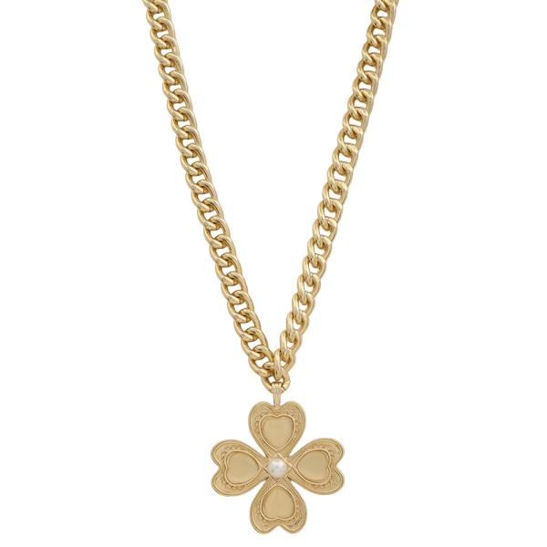 SDJ PEARL ACCENT CHARM PENDANT CHAIN LINK NECKLACE
