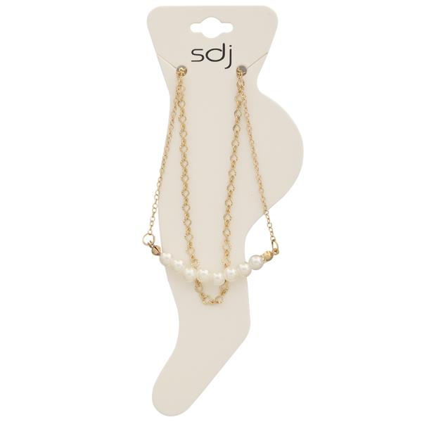 SDJ LAYERED PEARL CHAIN LINK ANKLET