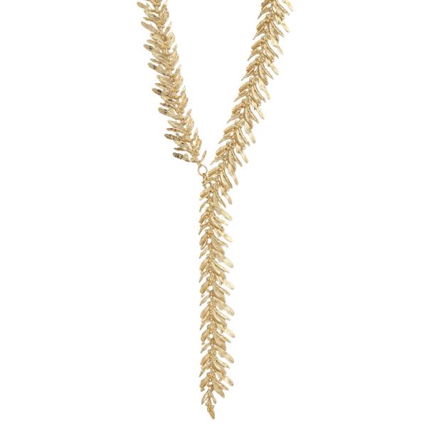 SDJ PALM LEAF TEXTURED DROP NECKLACE