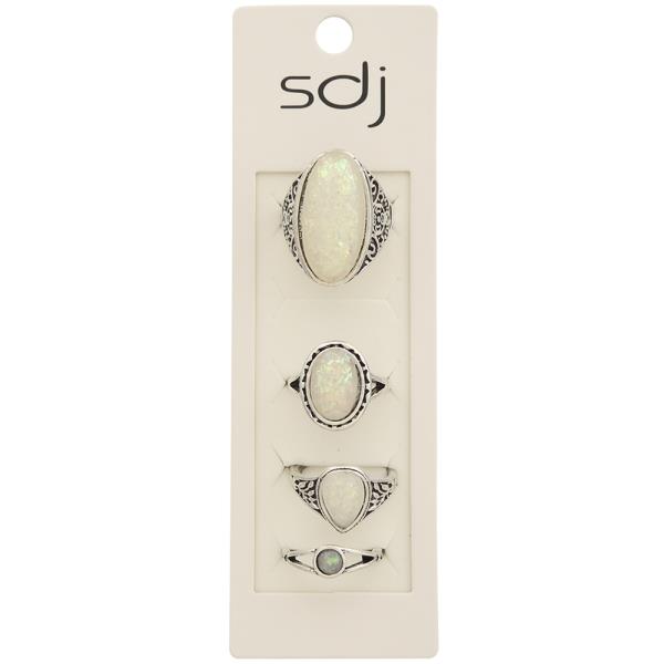 SDJ BOHO OPAL STONE DESIGN MULTI RING SET