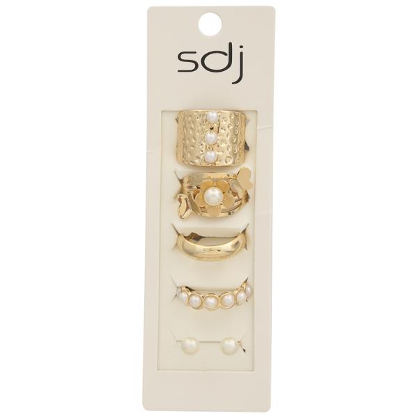 SDJ PEARL ACCENT MIX MULTI RING SET