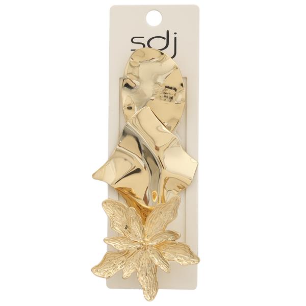 SDJ TEXTURED METALLIC ABSTRACT FLOWER MULTI RING SET