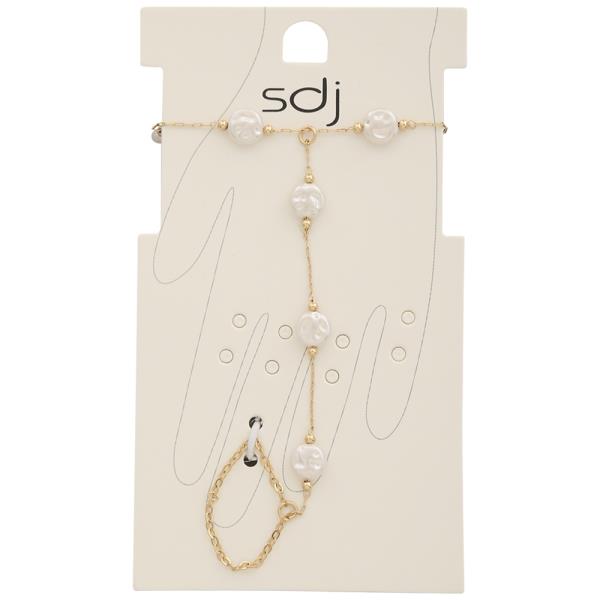 SDJ IMITATION PEARL HAND CHAIN BRACELET