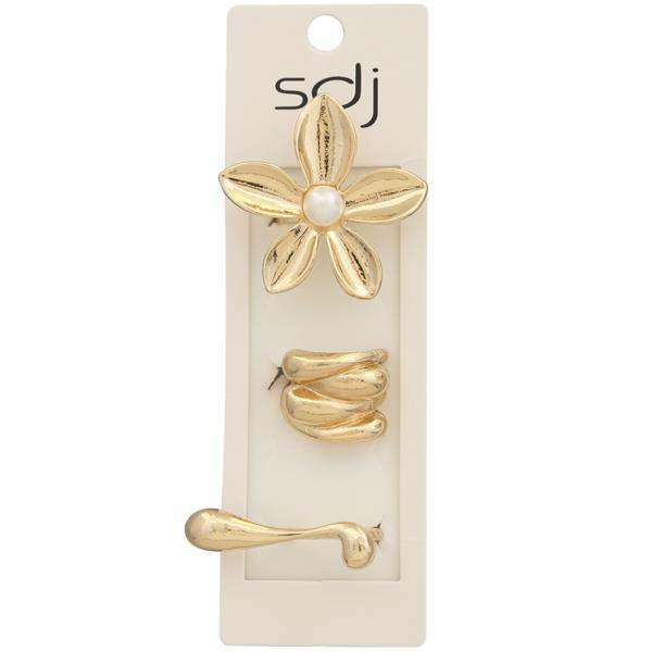 SDJ FLOWER AND METAL MULTI RING SET