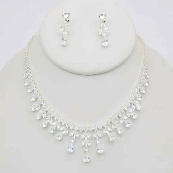CZ STONE NECKLACE EARRING SET