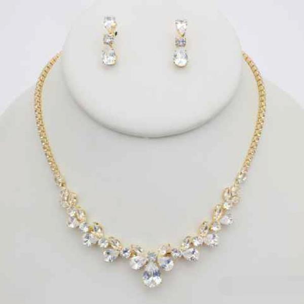 CZ STONE  NECKLACE EARRING SET