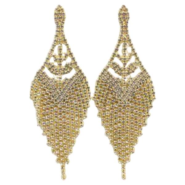 RHINESTONE FRINGE DANGLE EARRING
