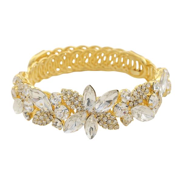 RHINESTONE MARQUIS WIRE BANGLE BRACELET