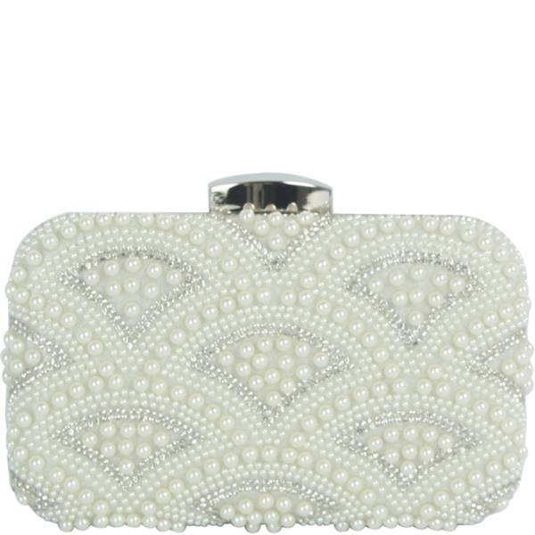 RHINESTONE FAN PATTERN CLUTCH EVENING BAG