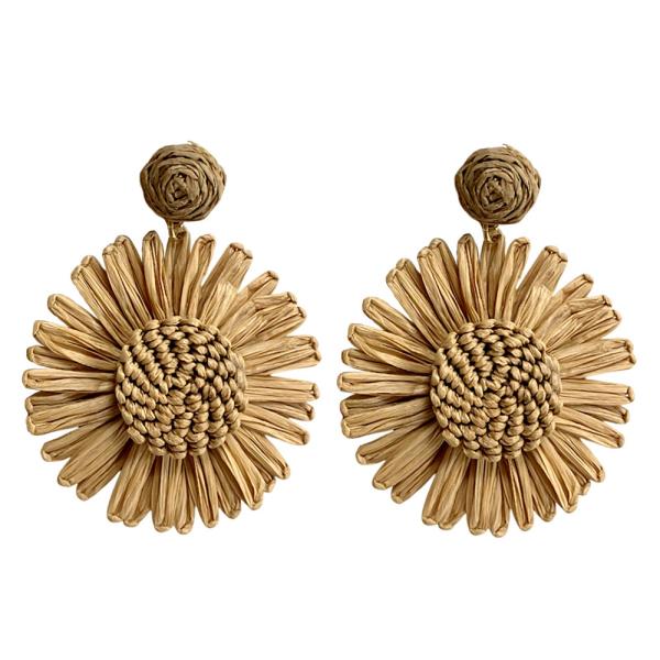 STRAW WEAVE FLOWER EARRING