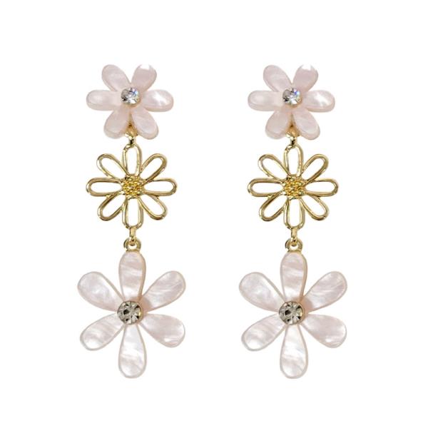FLOWER DROP STONE POST EARRING