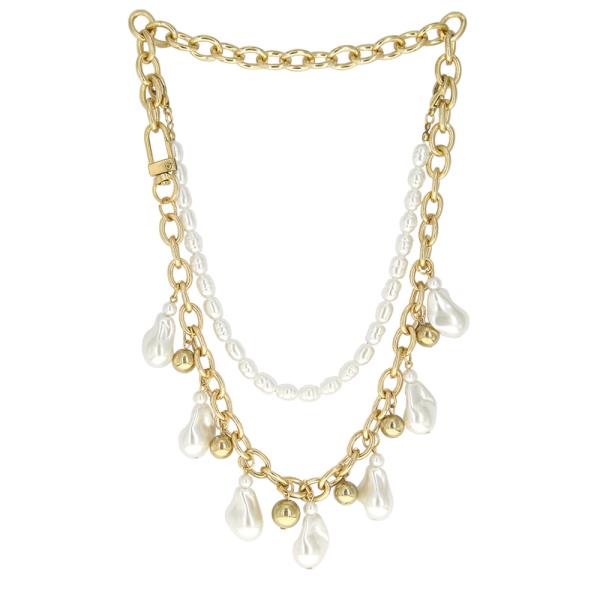 BAROQUE PEARL LINK LAYERED NECKLACE
