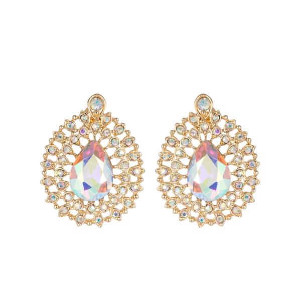 TEARDROP SHAPE BUTTON POST EARRING