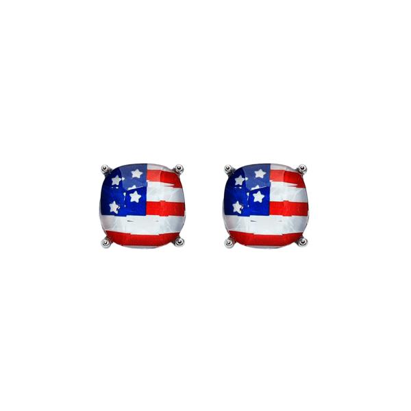 GLITTER FLAG CUSHION CUT EARRING