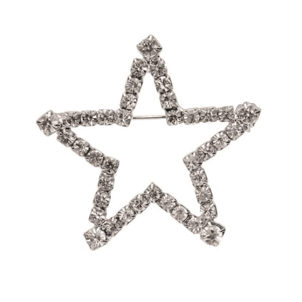 RHINESTONE STAR OUTLINE BROOCH