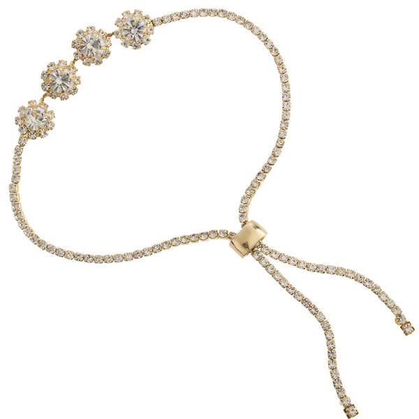 RHINESTONE FLOWER SLIDE BRACELET