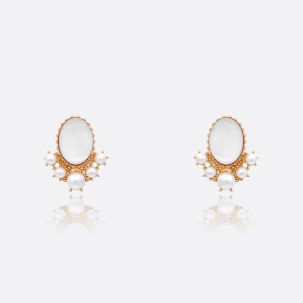ANTIQUE ACR CAT`S EYE STUD EARRING