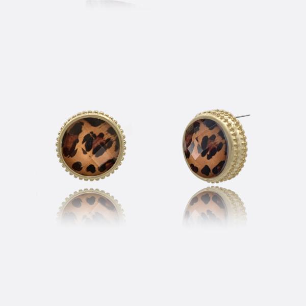 FACETED ROUND STONE STUD EARRING