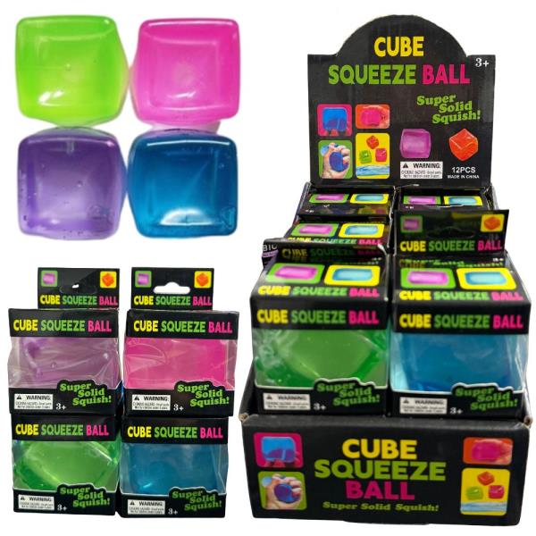 ASSORTED COLOR CUBE SQUISHY SQUEEZE (12 UNITS)