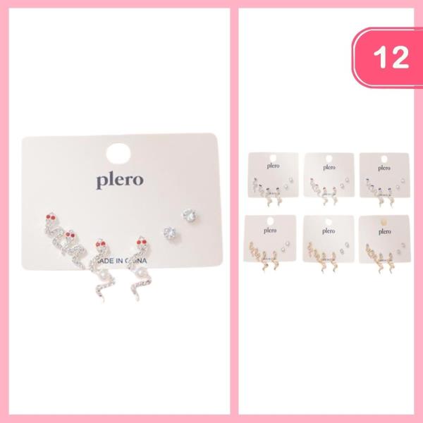 RHINESTONE SNAKE POST EARRING (12 UNITS)