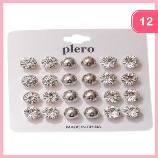 RHINESTONE PEARL POST EARRING (12 UNITS)