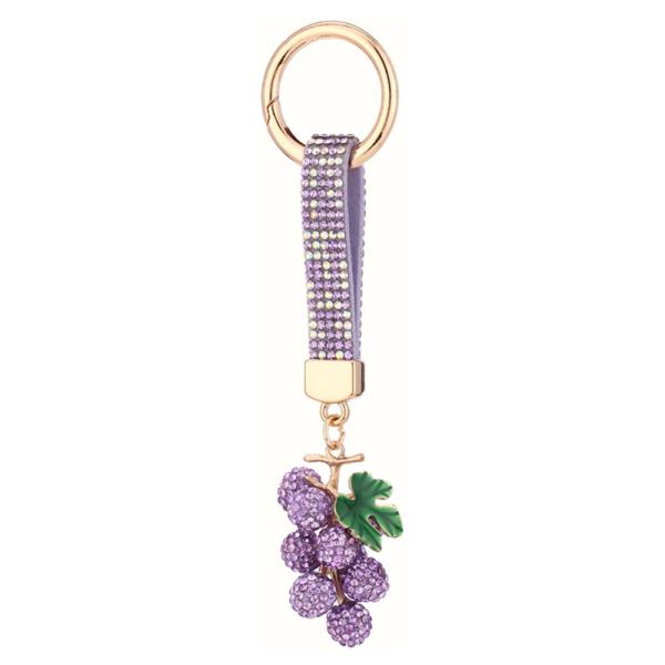 RHINESTONE GRAPE BAG CHARM KEYCHAIN