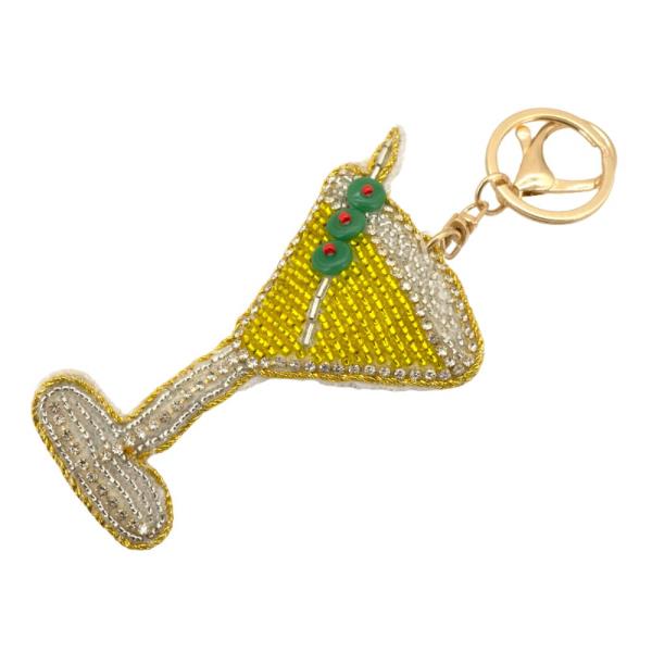 SEED BEAD COCKTAIL BAG CHARM KEYCHAIN