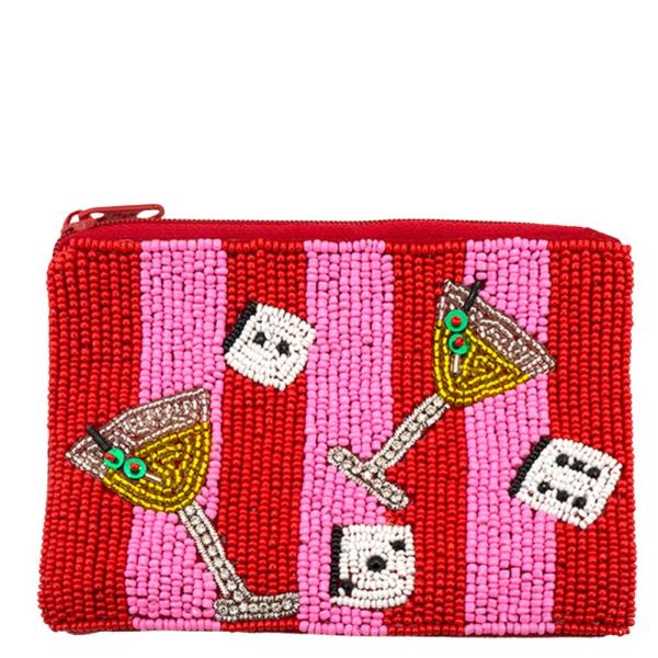 SEED BEAD MARTINI WITH DICE COIN BAG