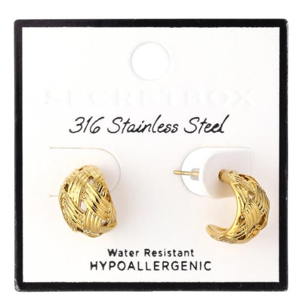 STAINLESS STEEL WEAVER HOOP EARRING