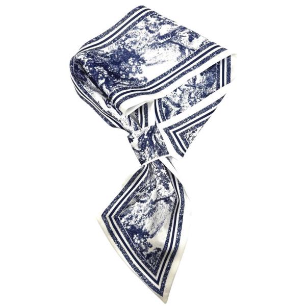 TOILE BORDER PRINT SILKY TWILLY SCARF