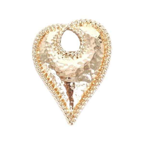 HAMMERED METAL HEART BROOCH