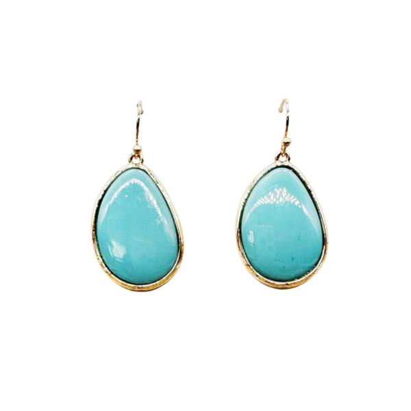 METAL TEARDROP STONE DANGLE EARRING