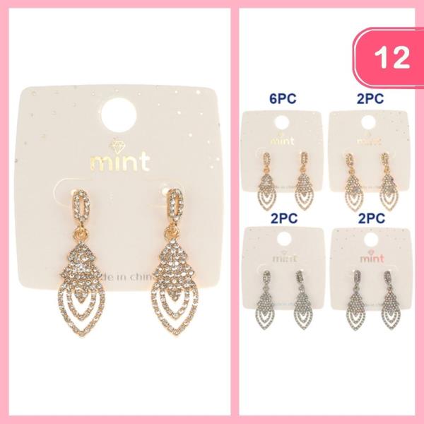 RHIENSTONE DROP DANGLE EARRING (12 UNITS)