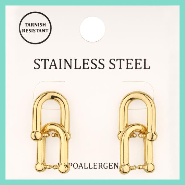 METAL STAINLESS LINK POST EARRING