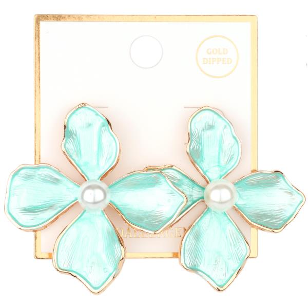 METAL PEARL FLOWER POST EARRING