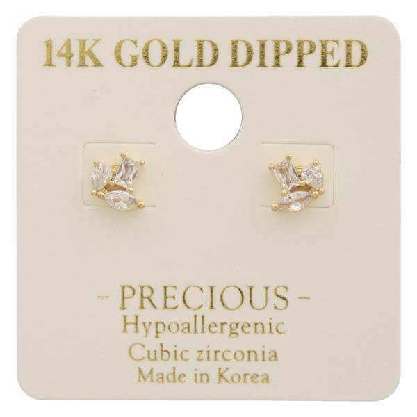 14K GOLD DIPPED CZ SPARKLING STUD EARRING