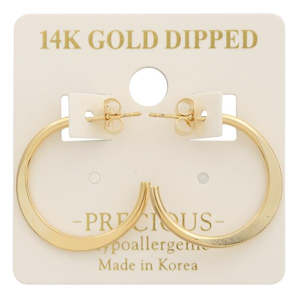 14K GOLD DIPPED FLAT OPEN HOOP EARRING