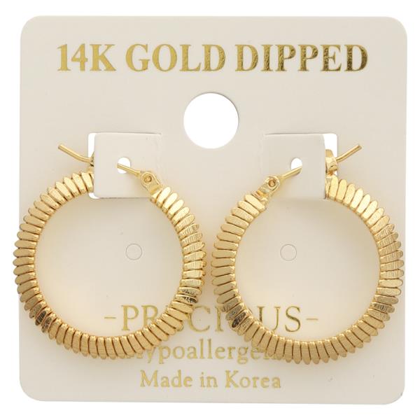 14K GOLD DIPPED TEXTURED HOOP EARRING